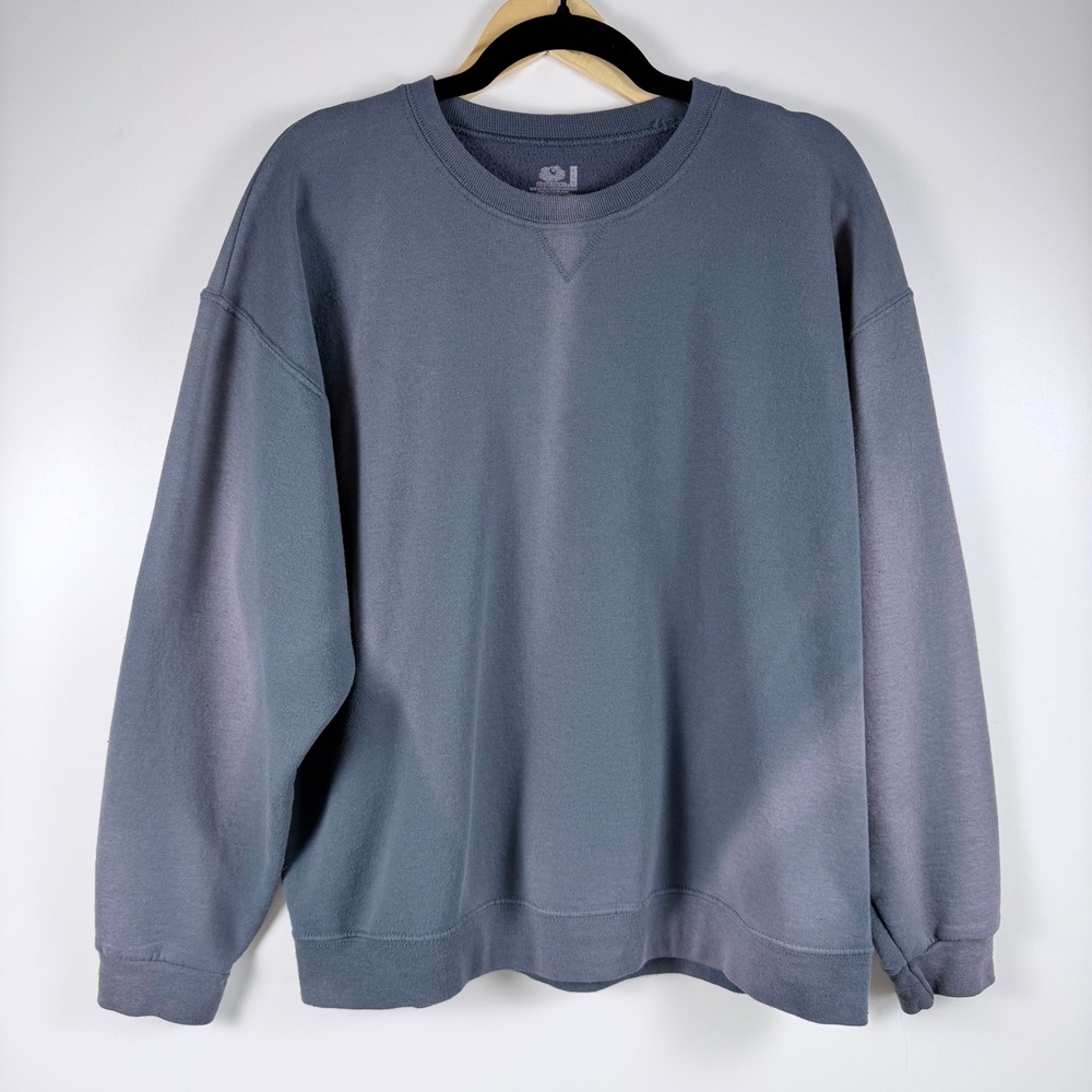 Skater Grunge Fruit of the Loom Multi Color Slate Purple Fleece Pullover Top L